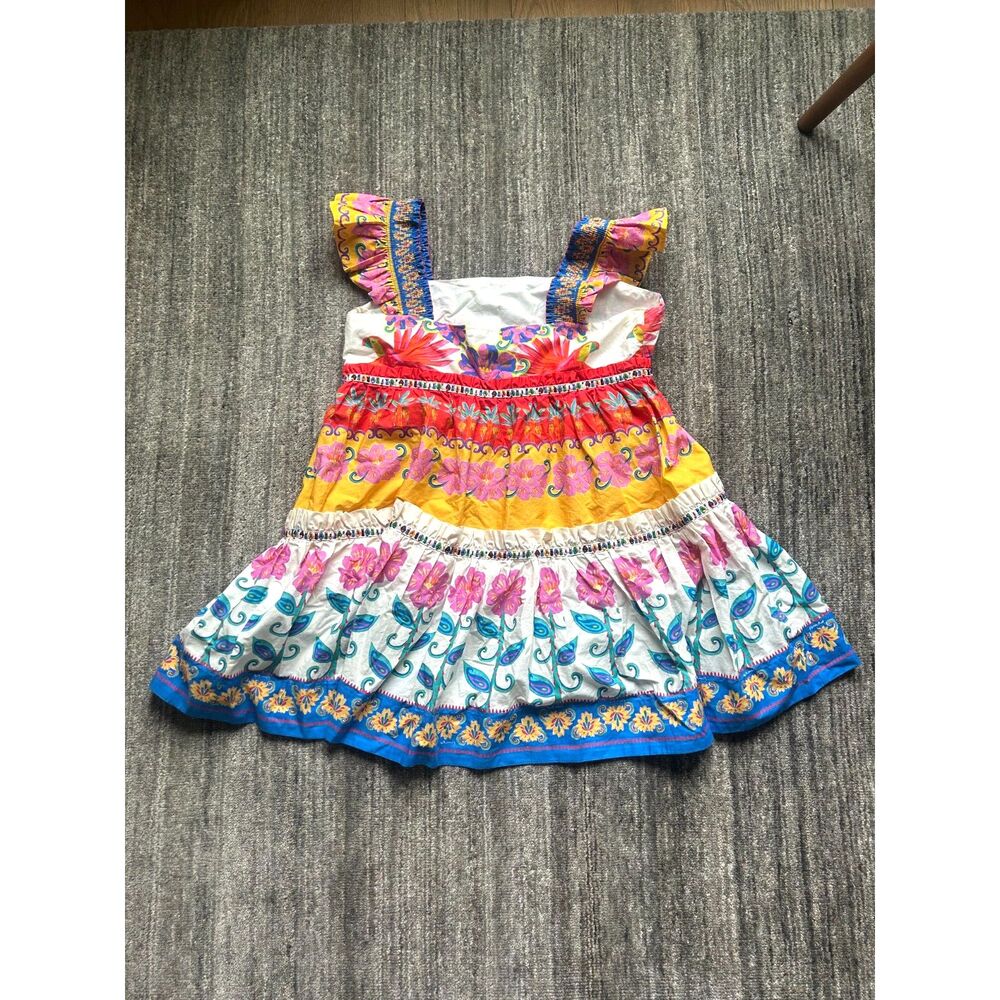FARM Rio White Multicolor Parrot & Floral Ruffle Mini Dress - Picture 3 of 11